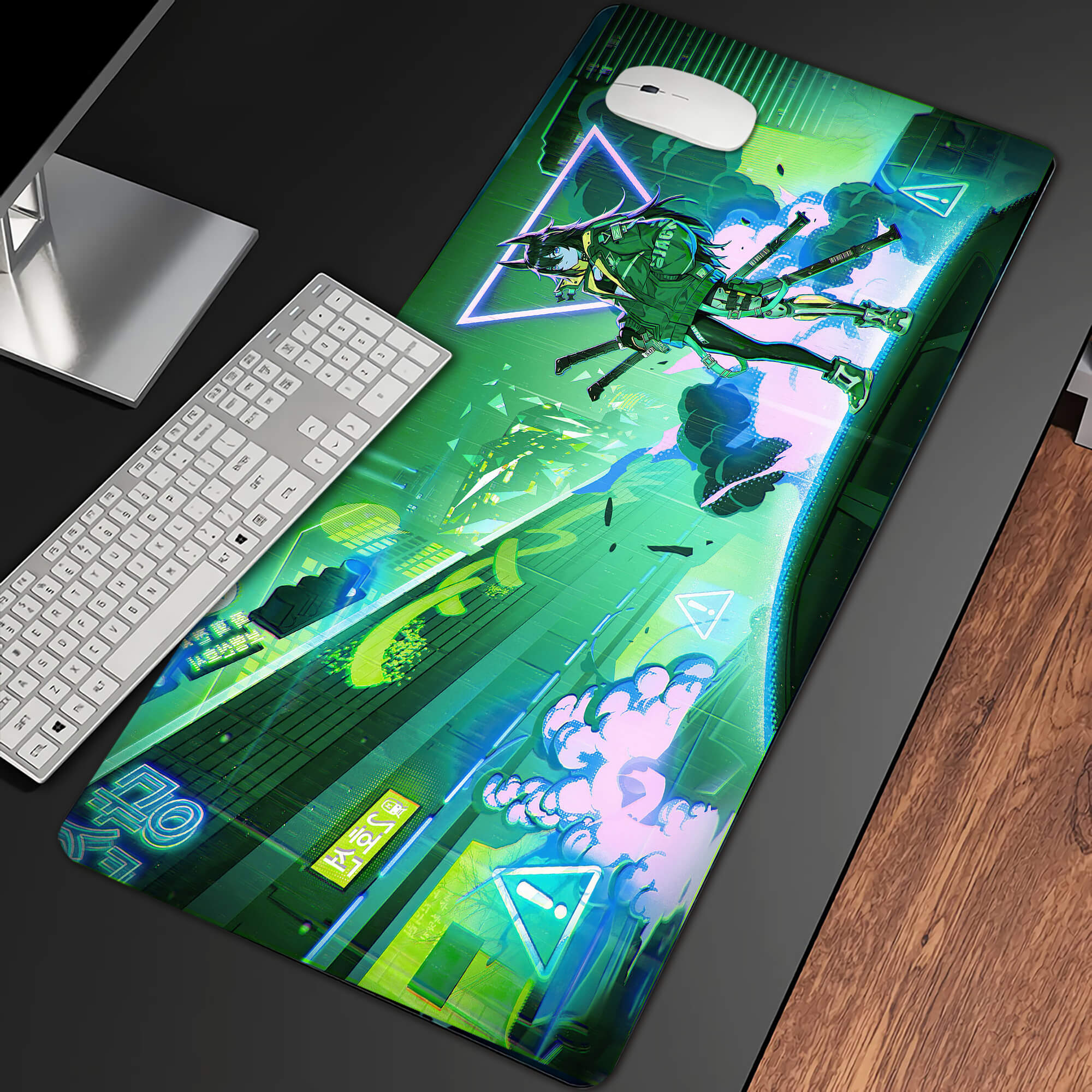 Cyberpunk Girl Desk Pad Long