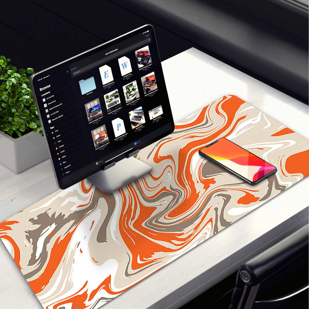 Abstract Orange Pattern Mouse Pad Long