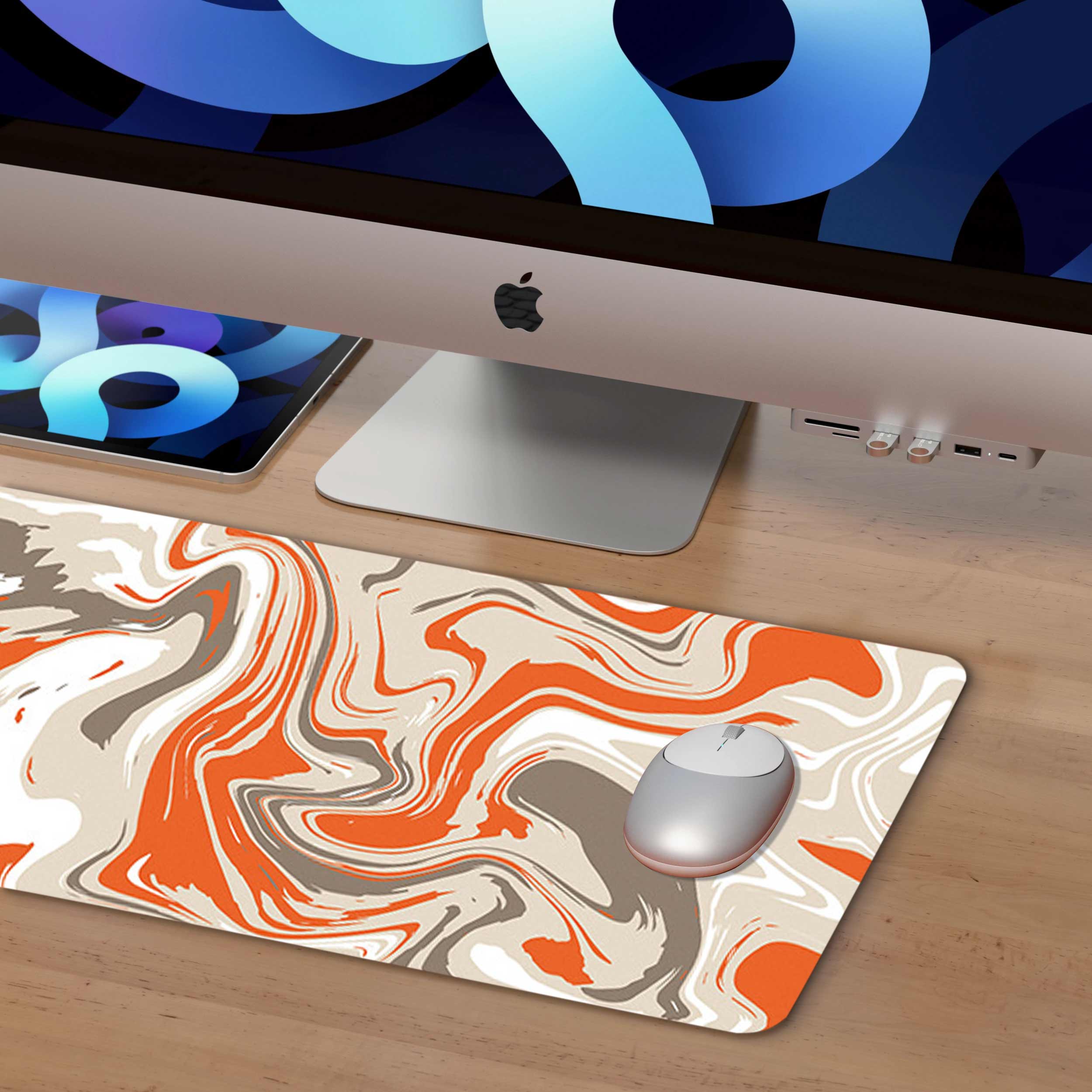 Abstract Orange Pattern Mouse Pad Long