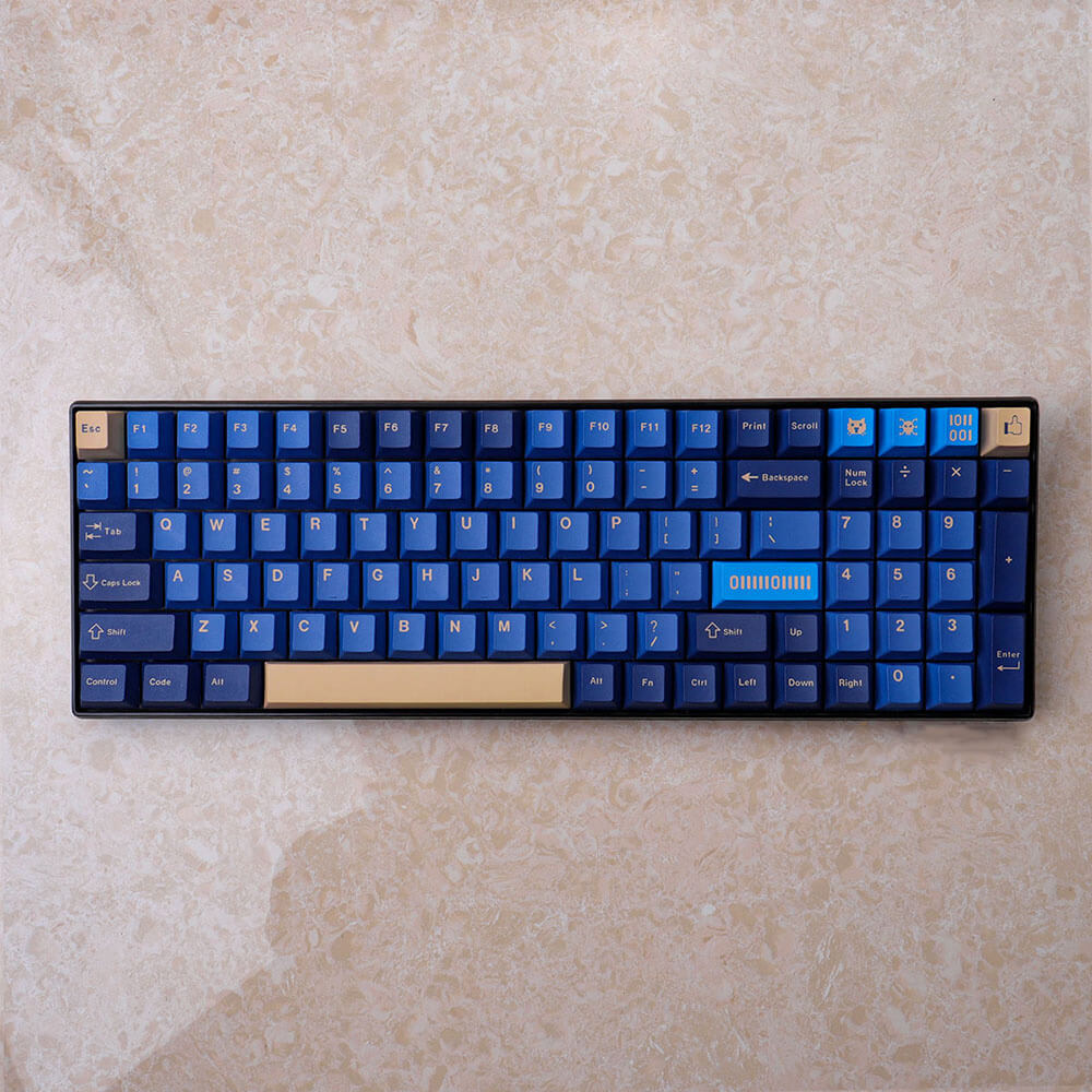 130 Pcs Royal Blue Keycap Set, Cherry Profile