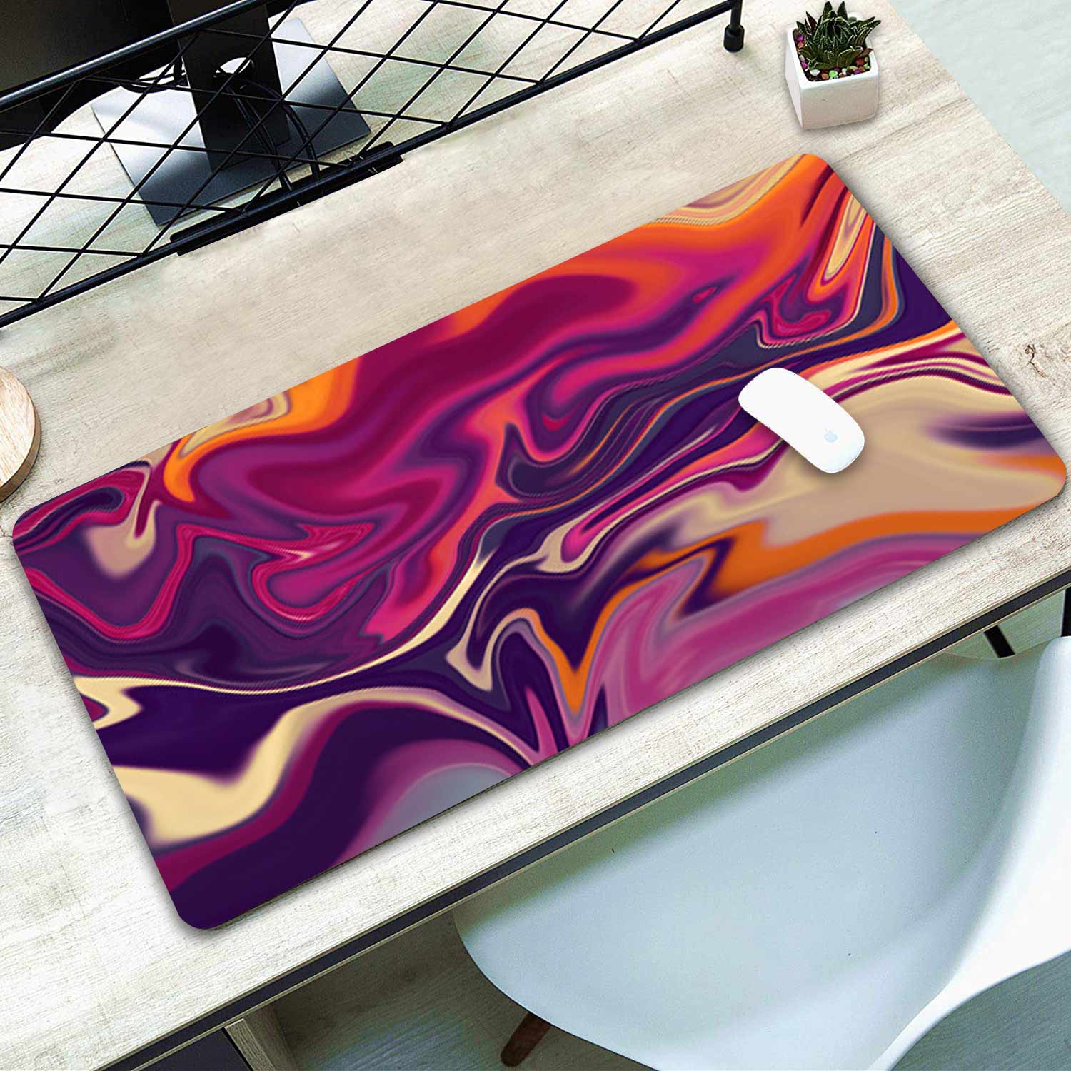 Abstract Purple Pattern Mouse Pad Long