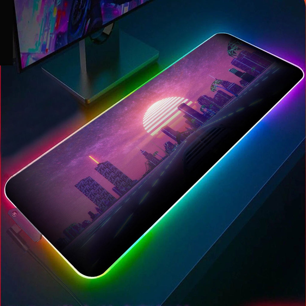 Vaporwave City RGB Gaming Mouse Pad