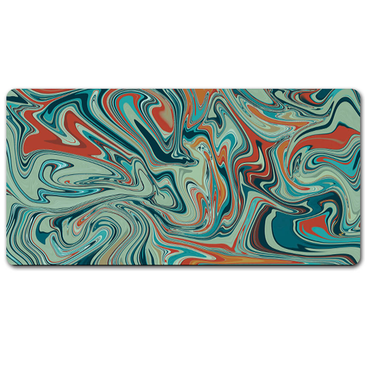 Abstract Green/Orange Pattern Mouse Pad Long