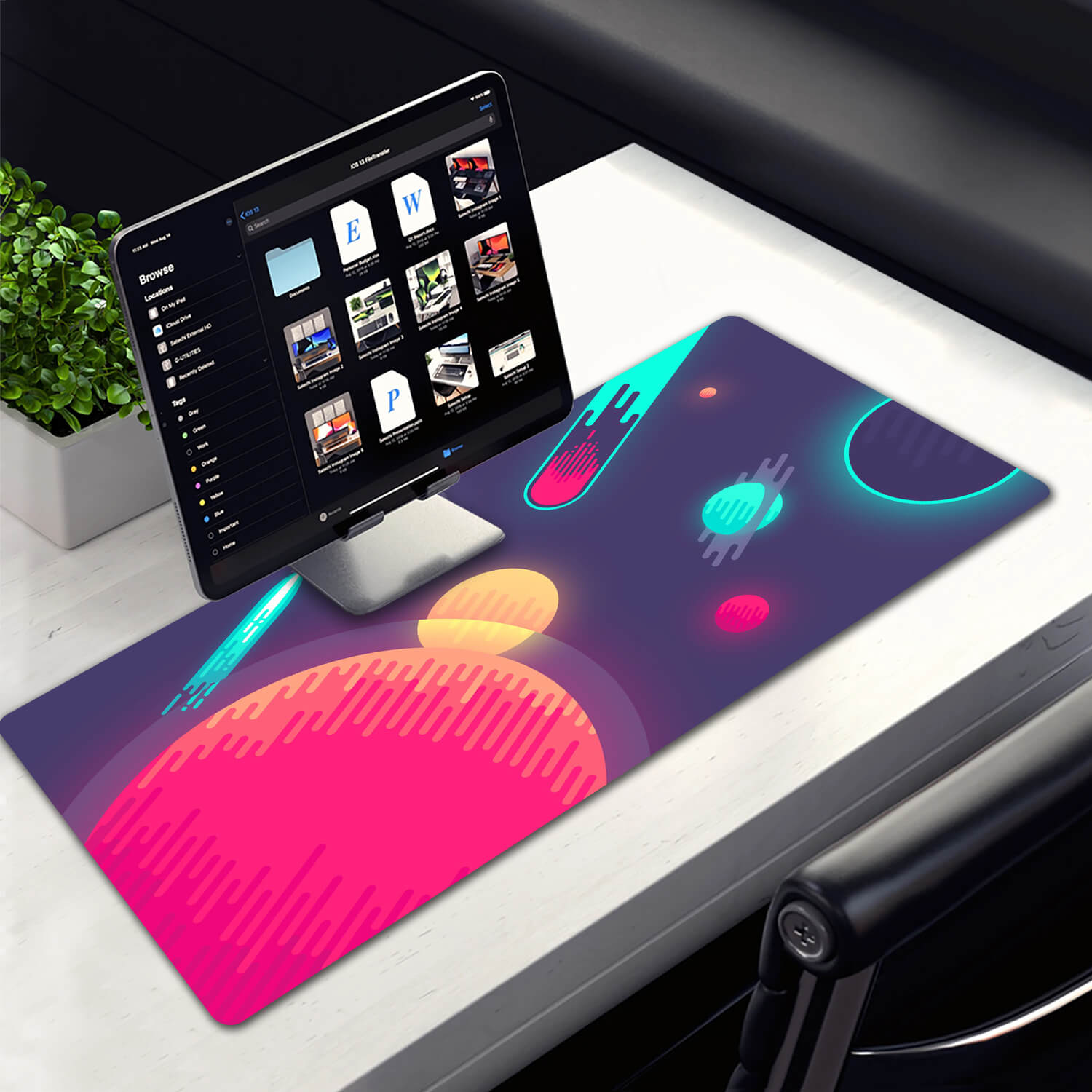 Neon Planet Desk Pad