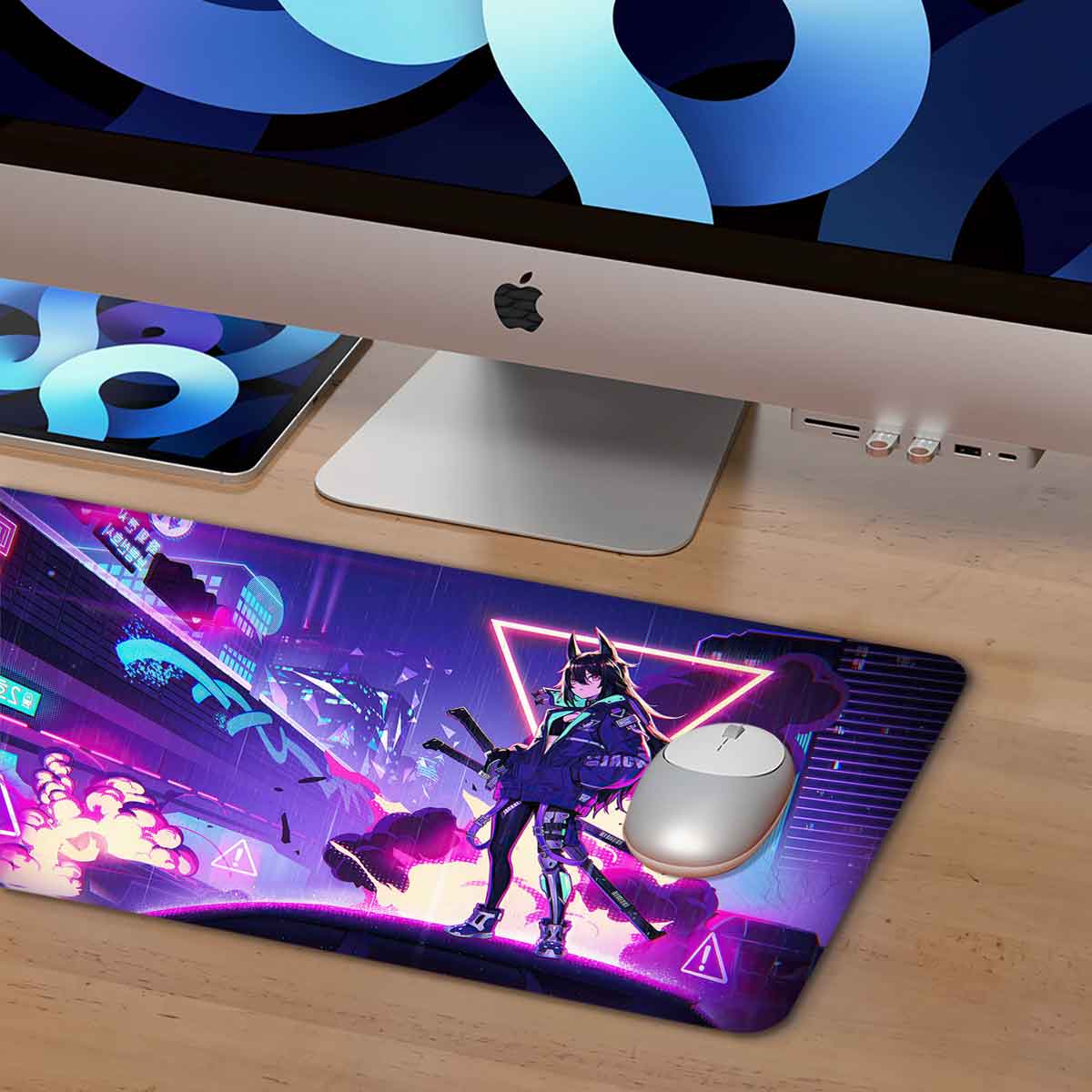 Cyberpunk Girl Desk Pad Long
