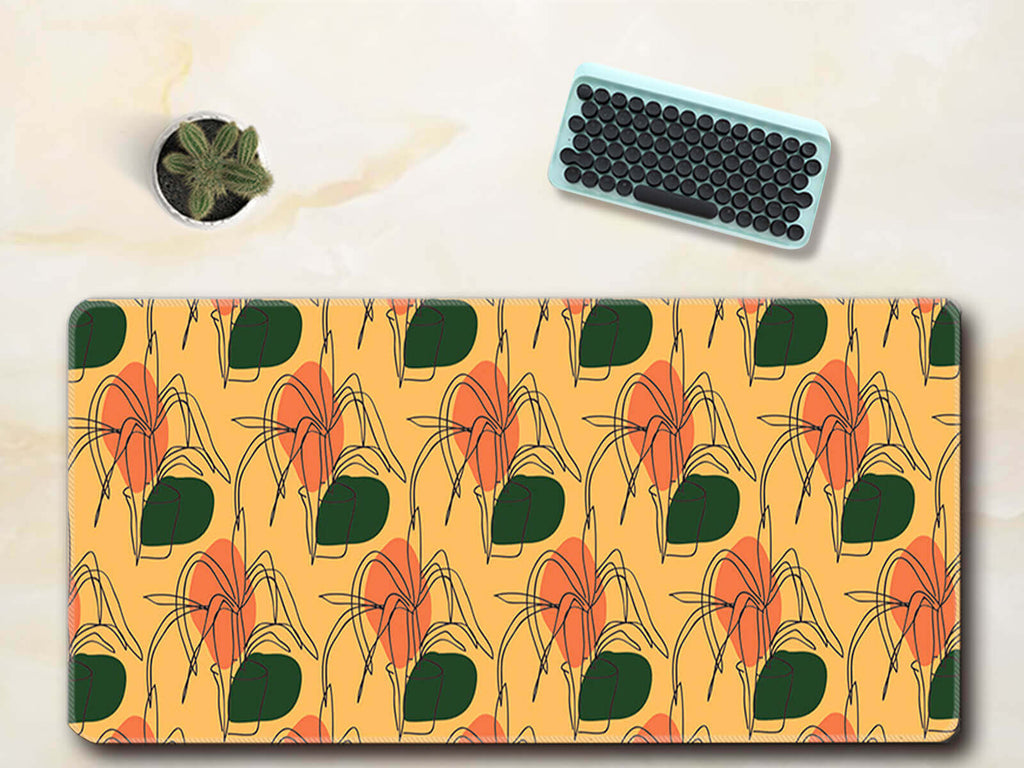 Yellow Flowers Pattern Desk Mat