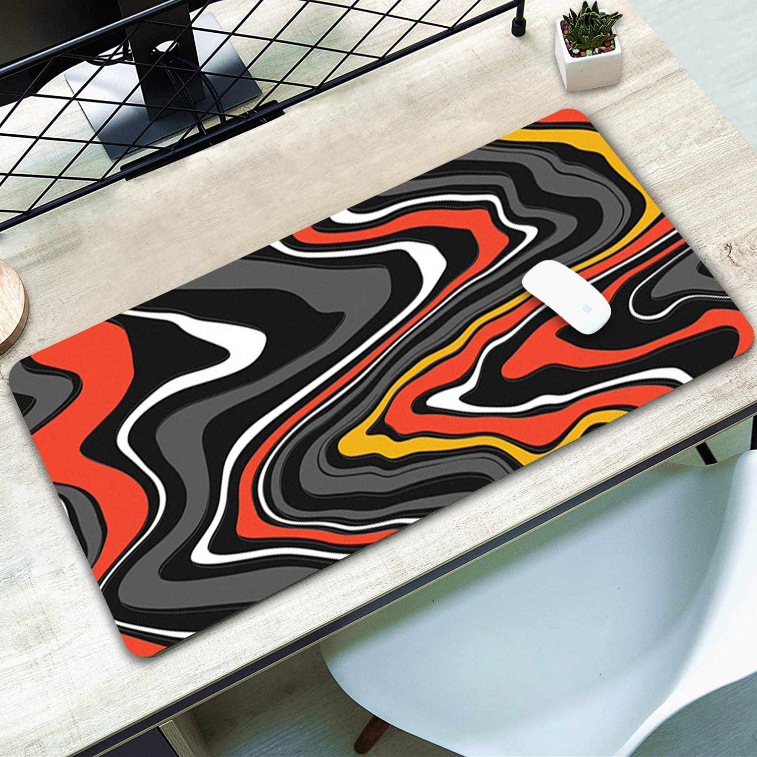 Abstract Red Pattern Mouse Pad Long