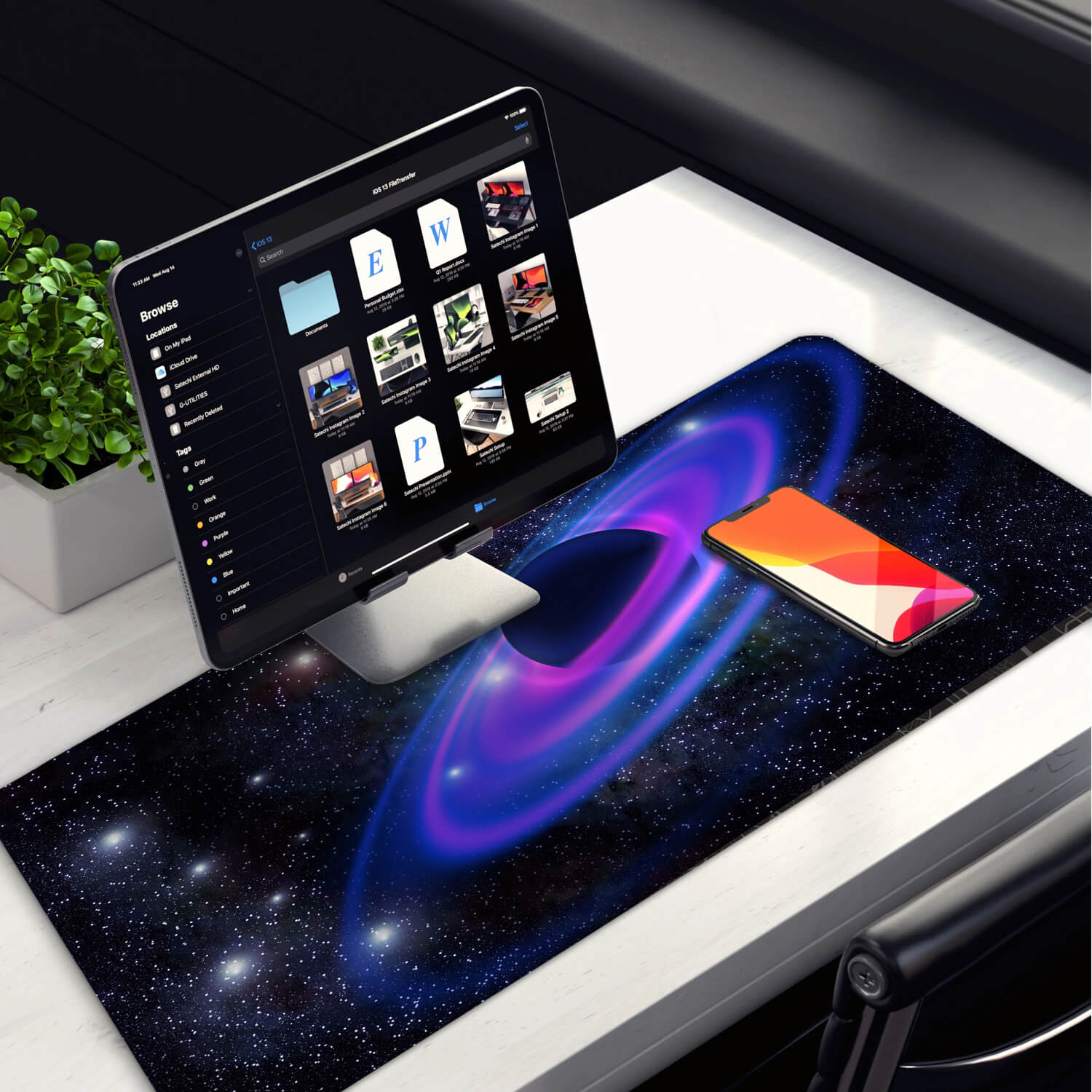 Neon Space Desk Pad