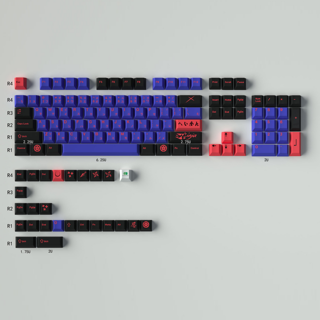 130 pcs Japanese Ninja Keycap Set, Cherry Profile