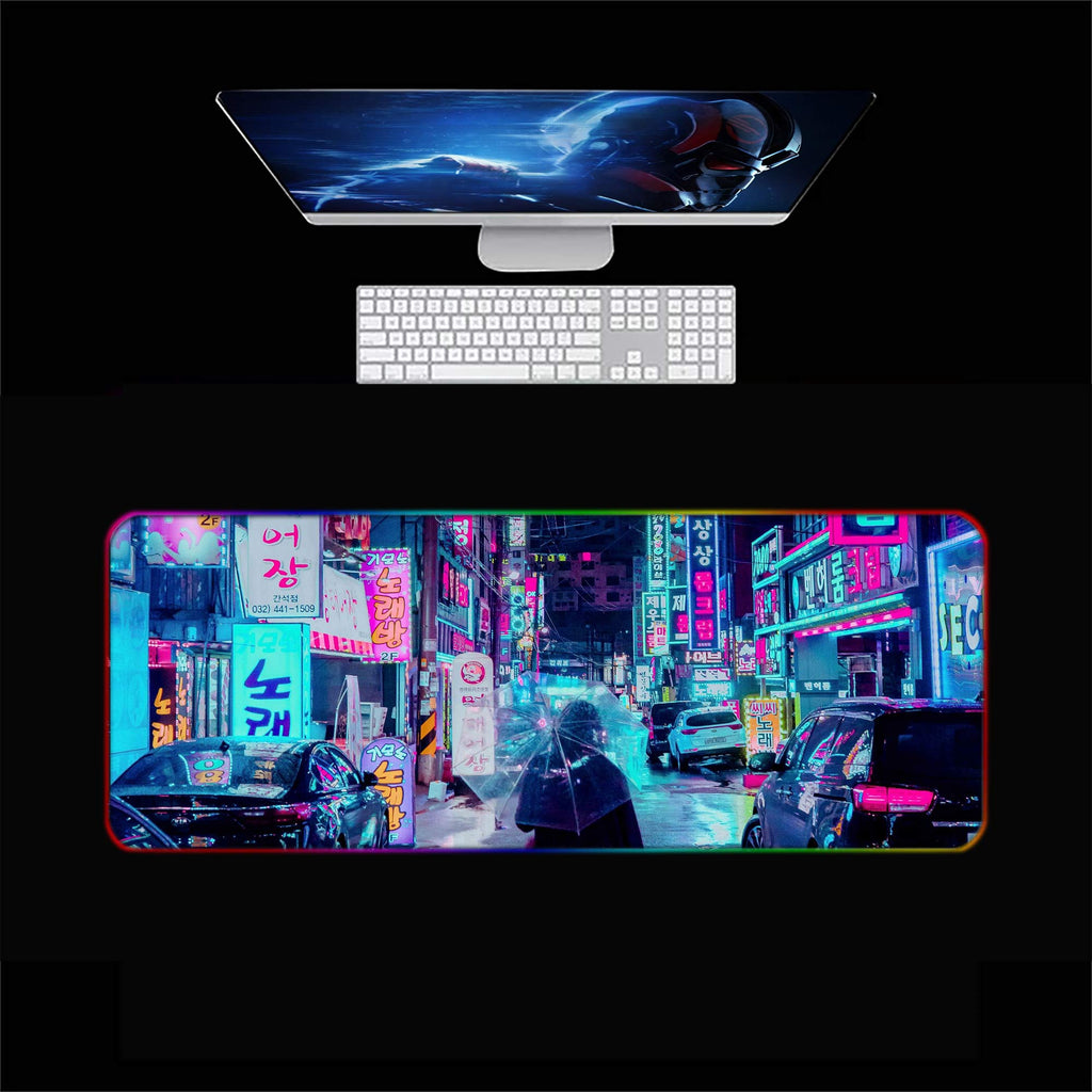 Neon Seoul City RGB Gaming Mouse Pad