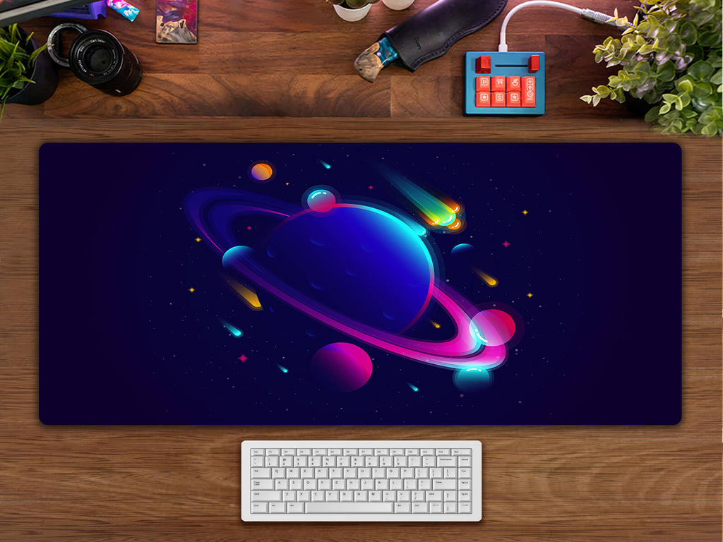Neon Solar System  Desk Pad