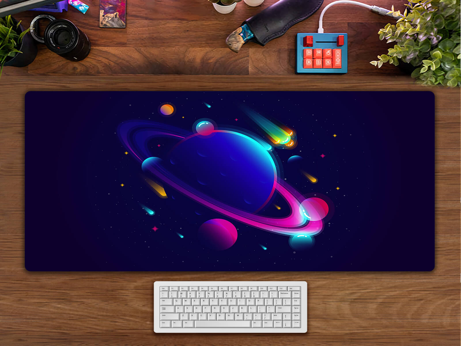 Neon Solar System  Desk Pad