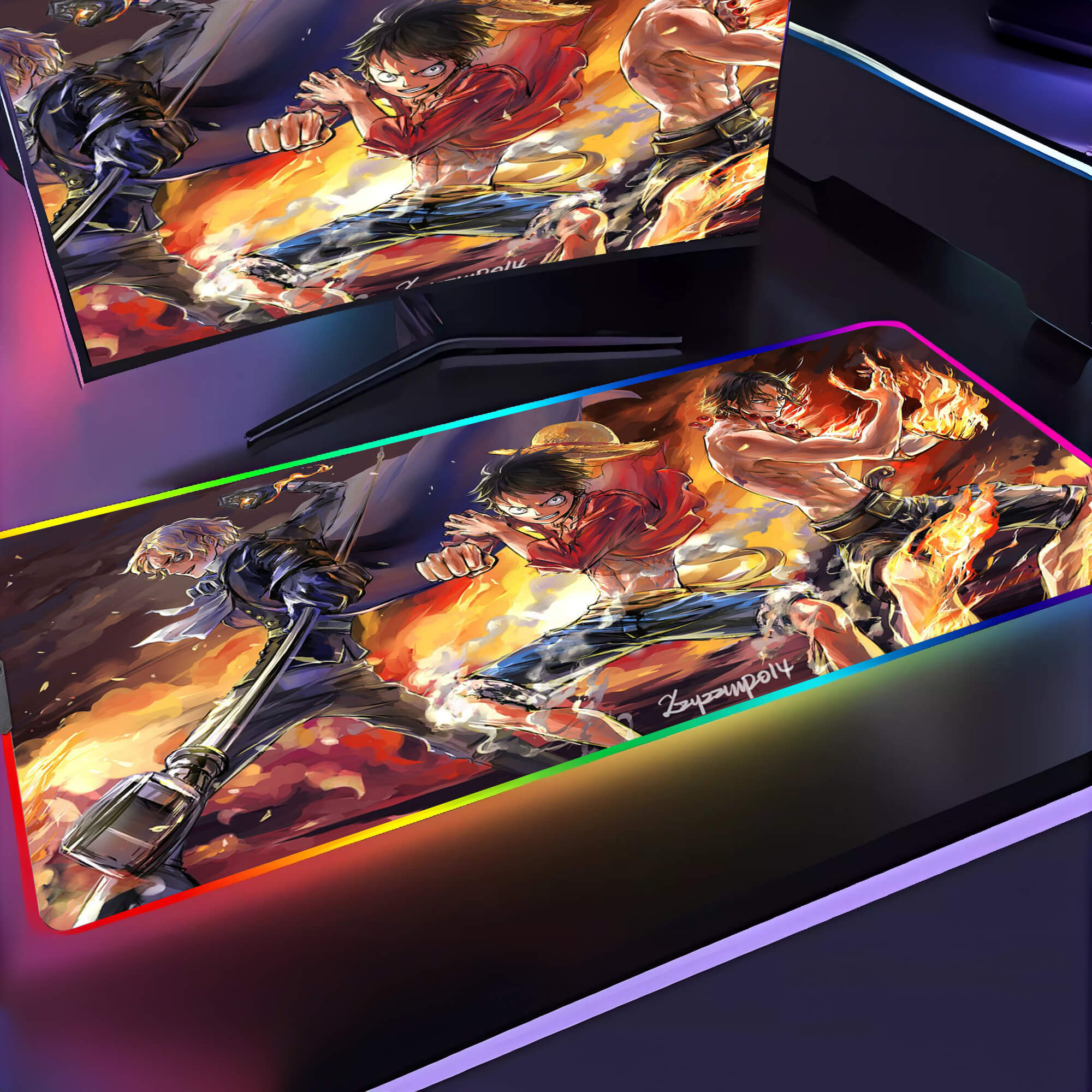 One Piece Luffy&Ace&Sabo Mouse pad XXL