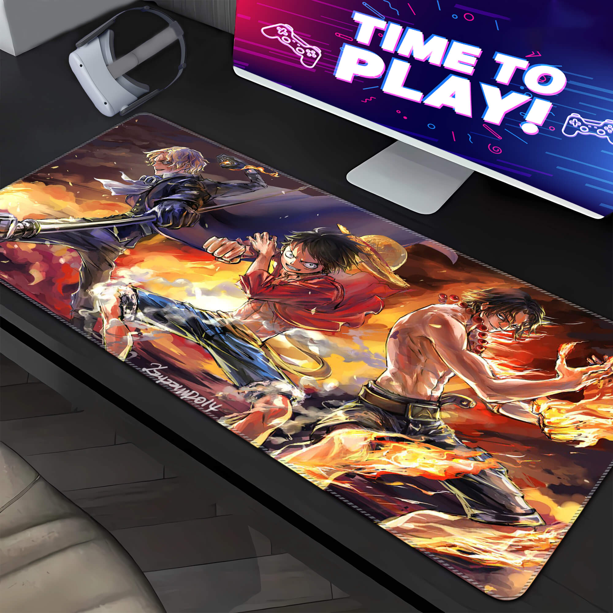 One Piece Luffy&Ace&Sabo Mouse pad XXL