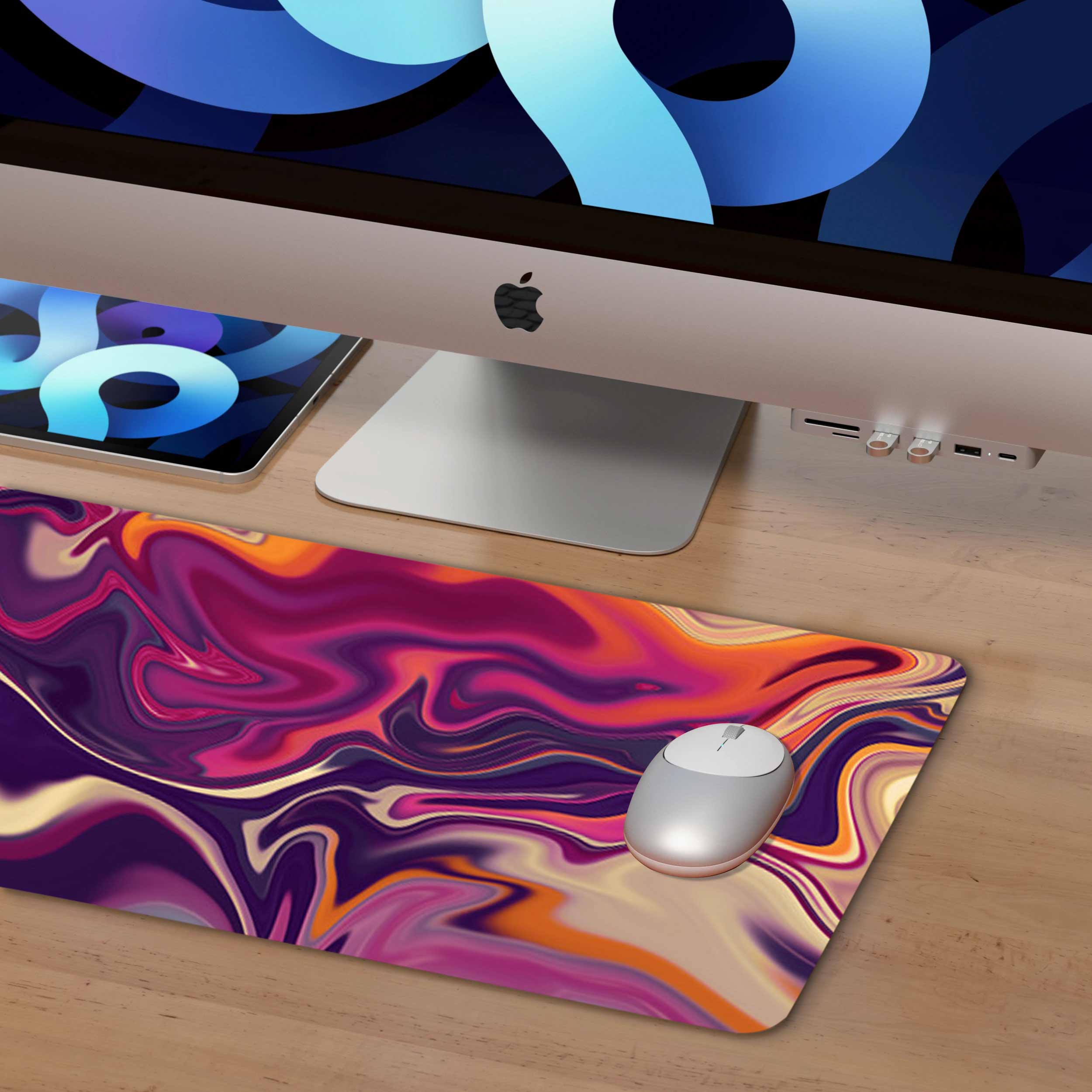 Abstract Purple Pattern Mouse Pad Long