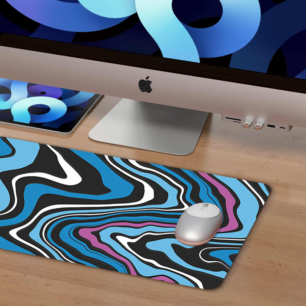 Abstract Blue Pattern Mouse Pad Long
