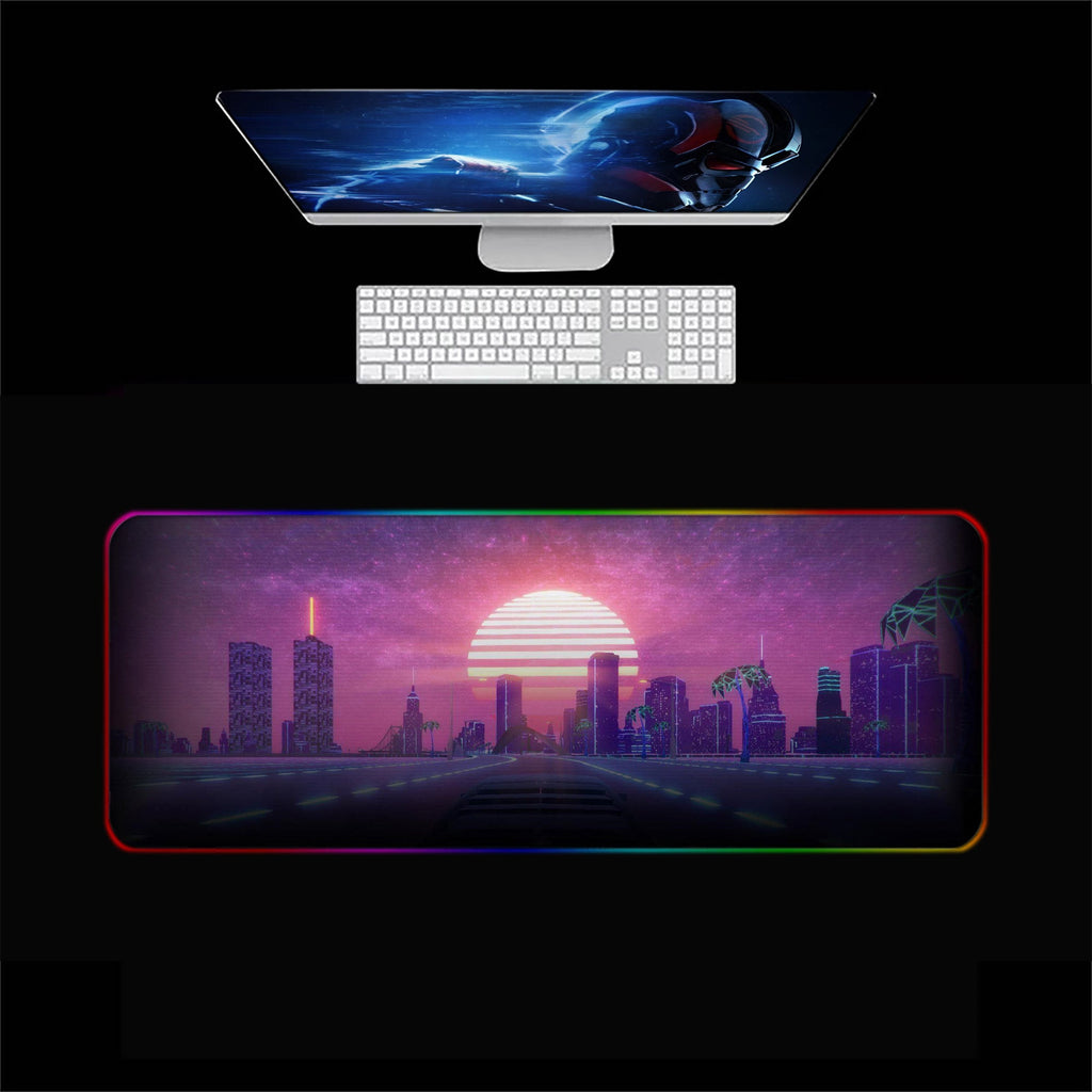 Vaporwave City RGB Gaming Mouse Pad