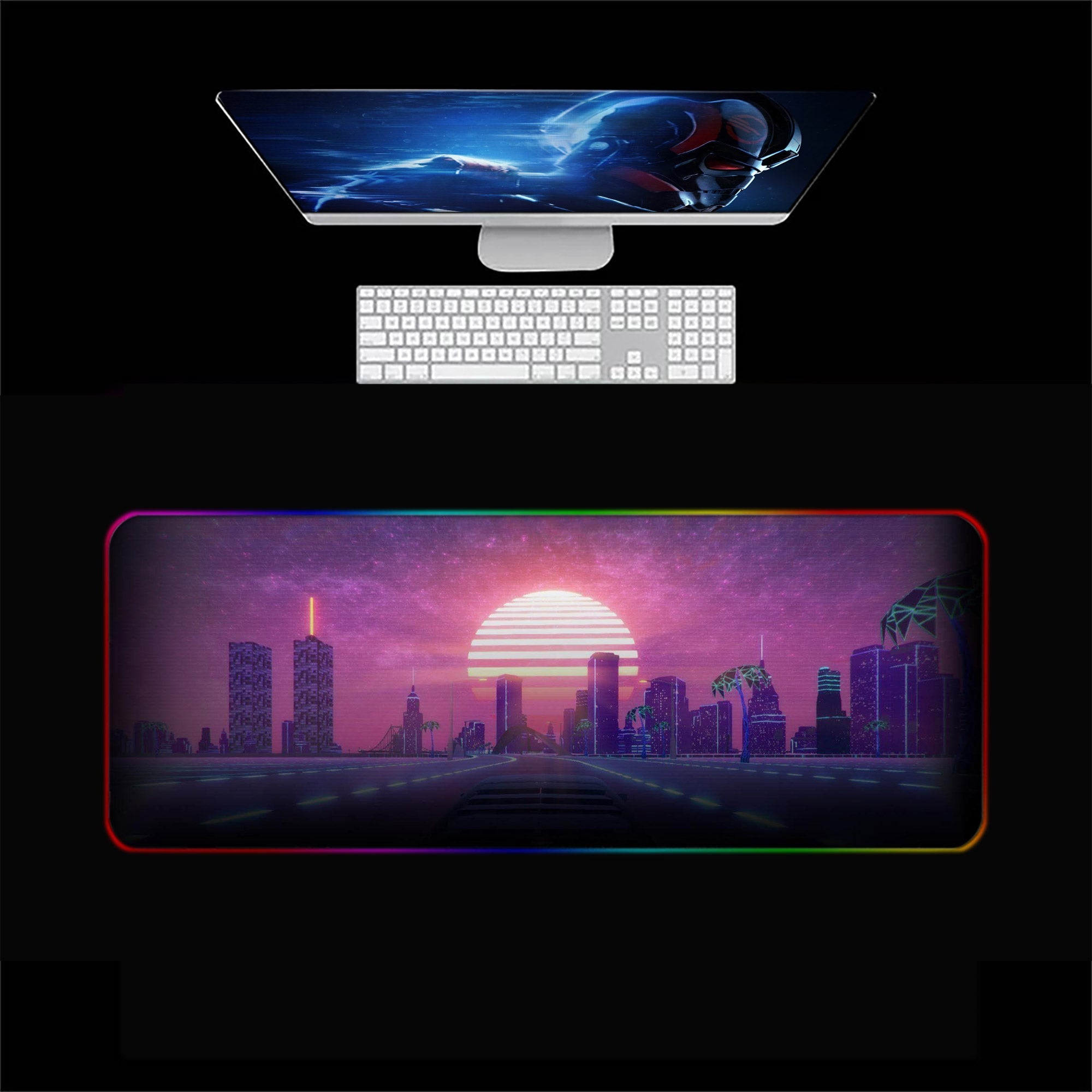 Vaporwave City RGB Gaming Mouse Pad
