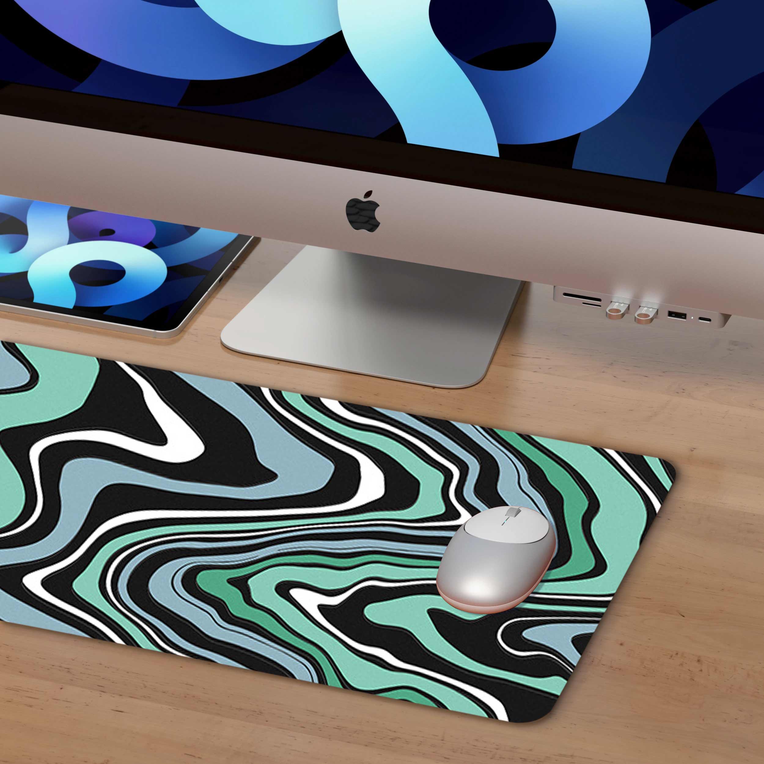 Abstract Green Pattern Mouse Pad Long