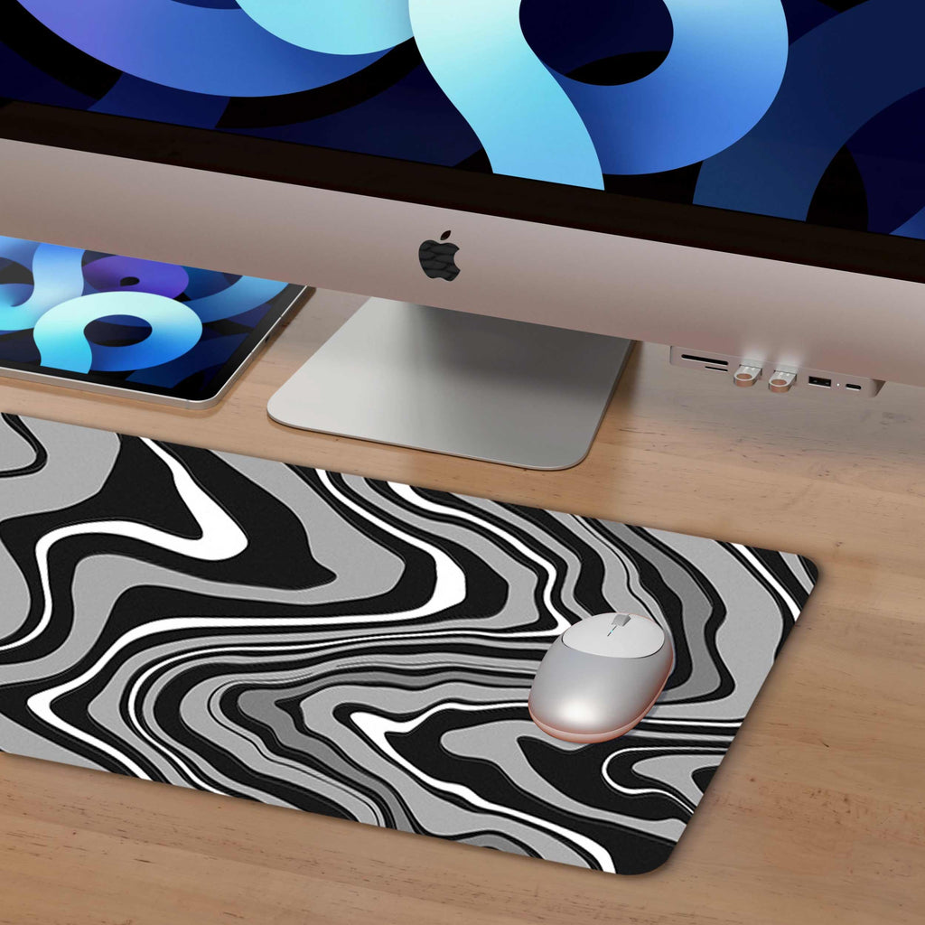 Abstract Gray Pattern Mouse Pad Long