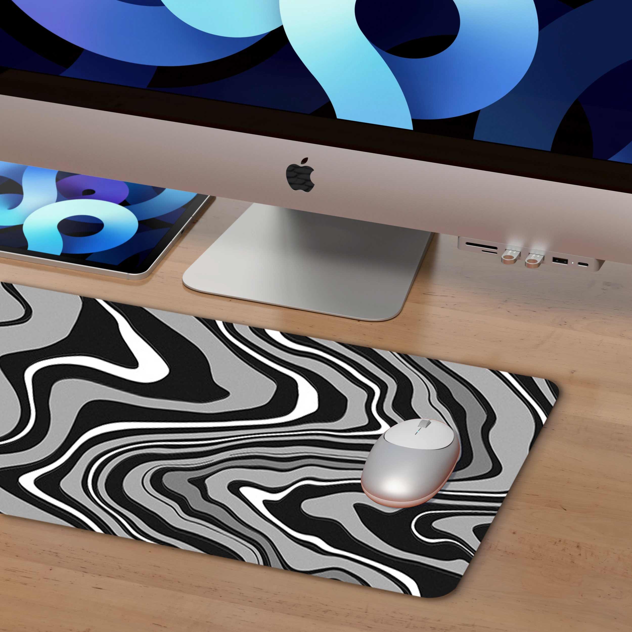 Abstract Gray Pattern Mouse Pad Long