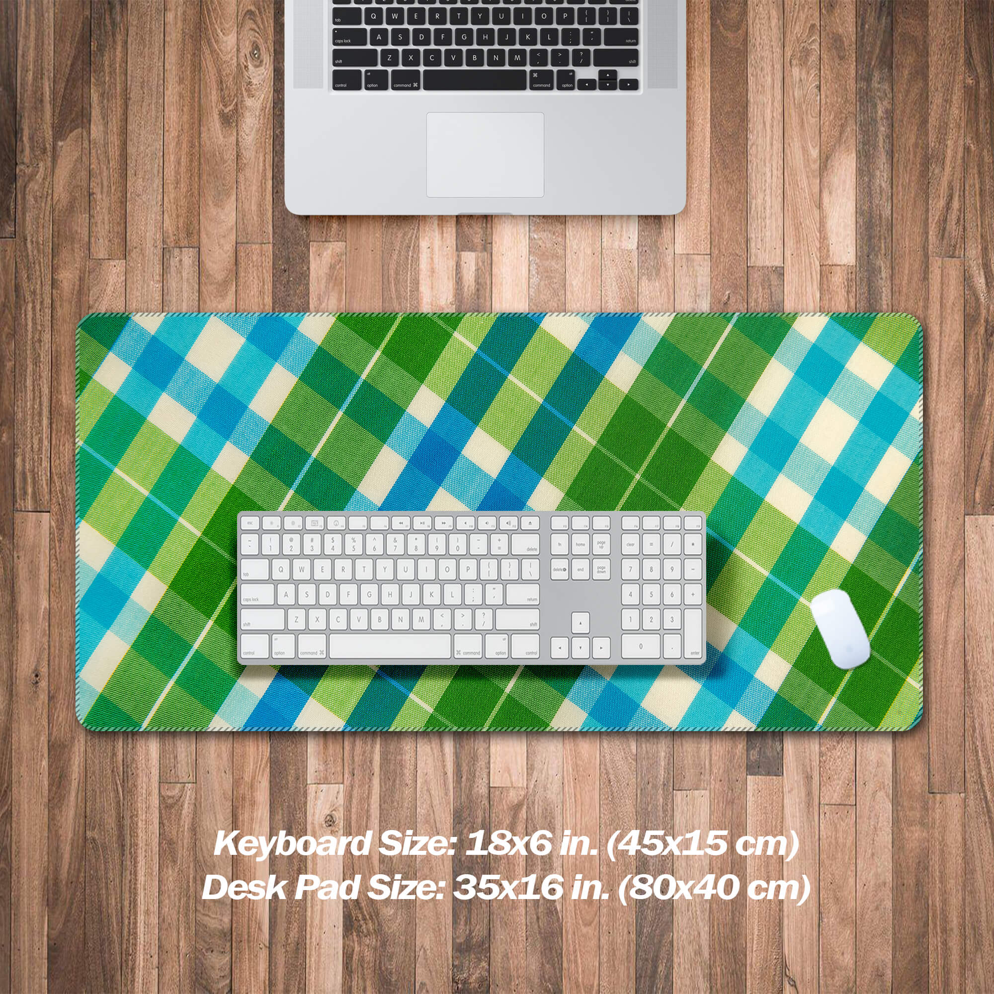 Green Plaid Mouse Pad Large