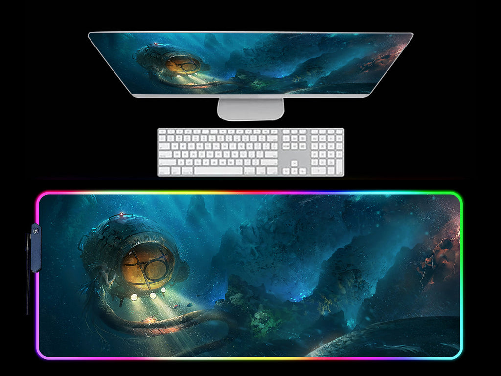 Cthulhu Submarine RGB Light Gaming Mouse Pad