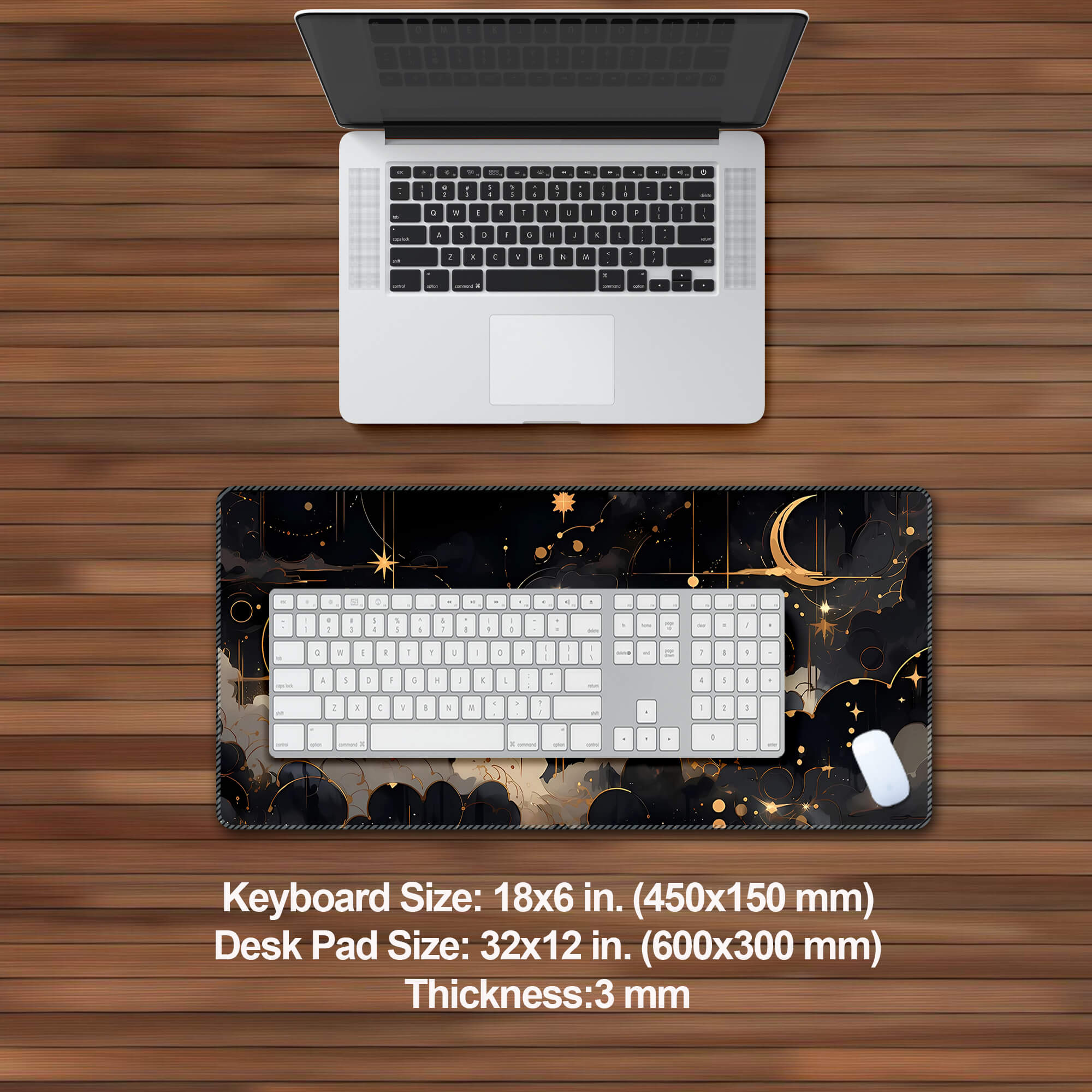 Black And Gold Celestial Desk Mat