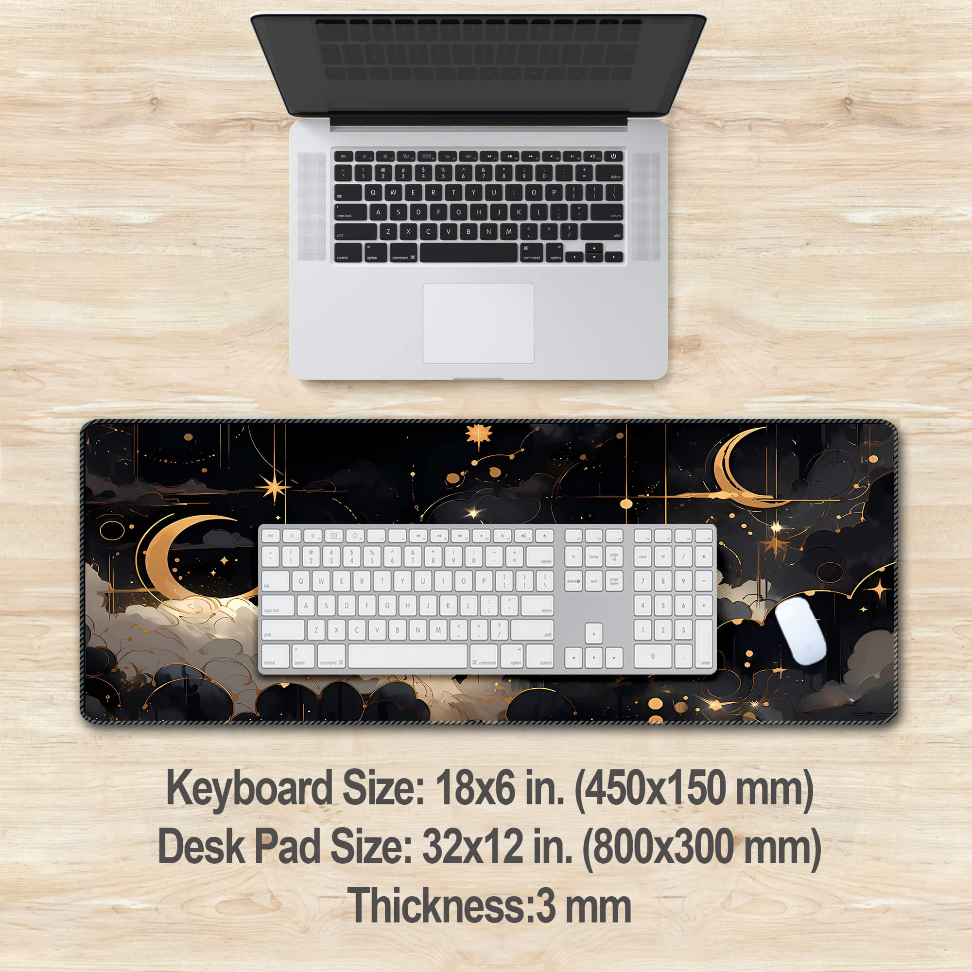 Black And Gold Celestial Desk Mat