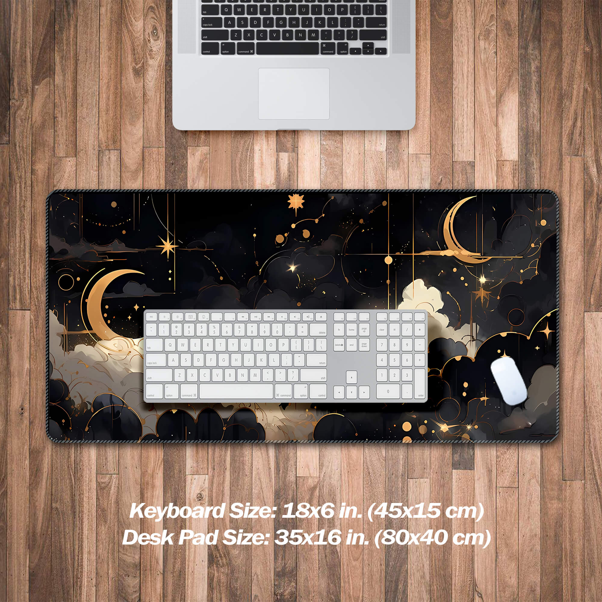 Black And Gold Celestial Desk Mat