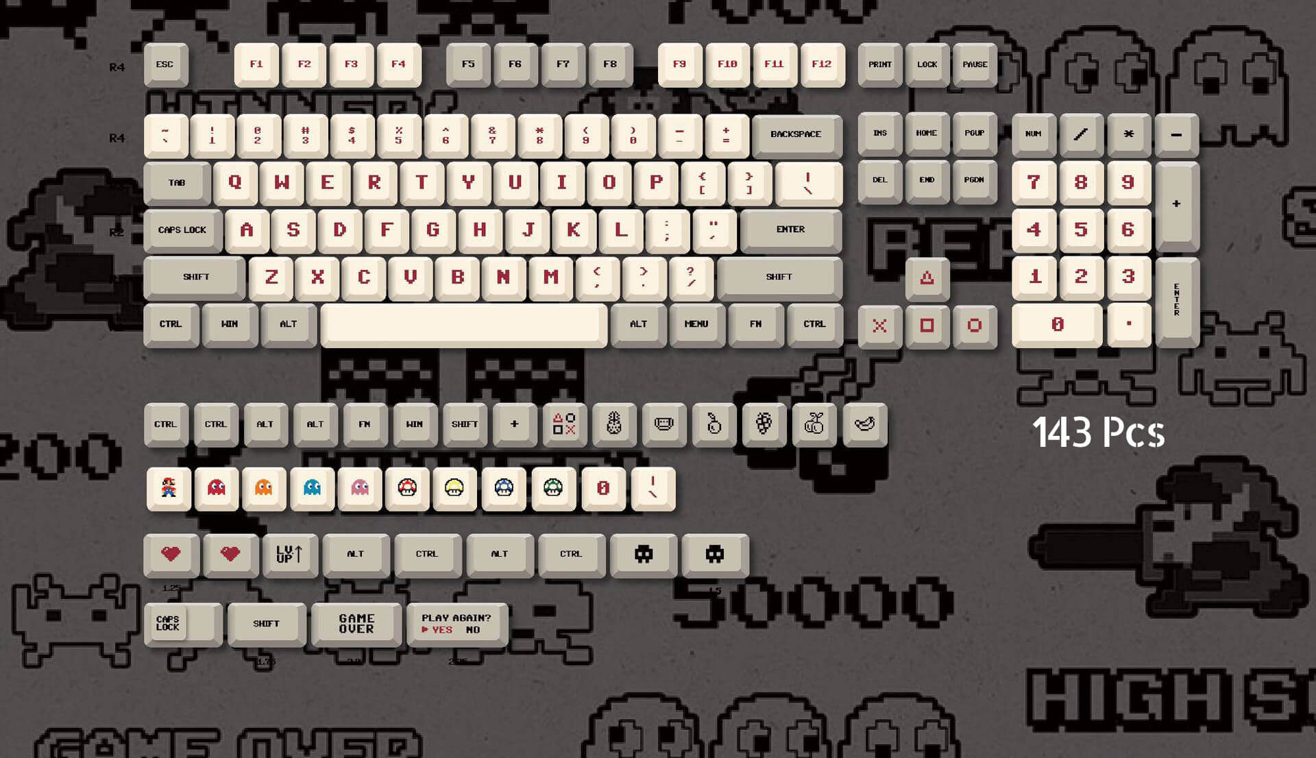 143 pcs Vintage FC Keycap Keycap Set，XDA Profile