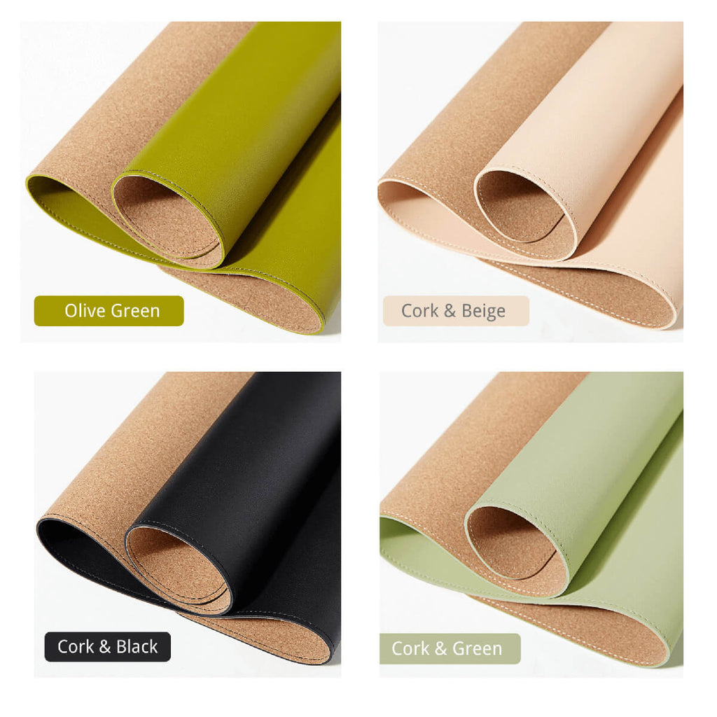 Leather & Cork Double Side Desk Mat (9 colors)