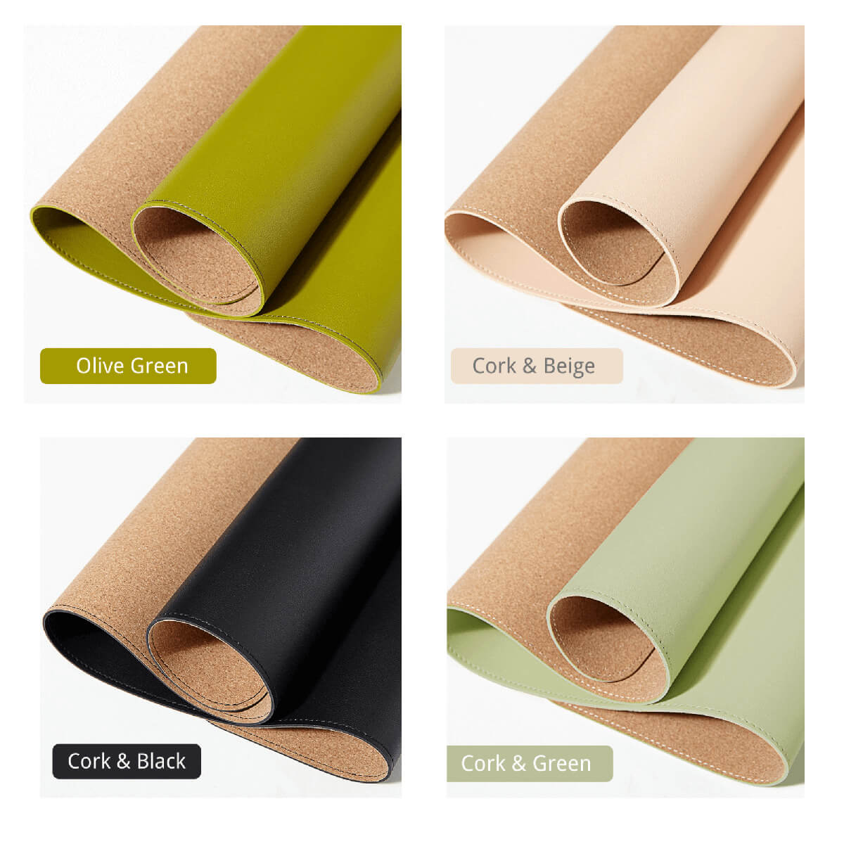 Leather & Cork Double Side Desk Mat (9 colors)