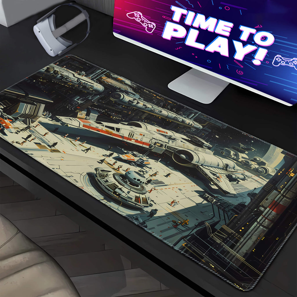 Retrowave Starships Gaming Mouse Pad Extended