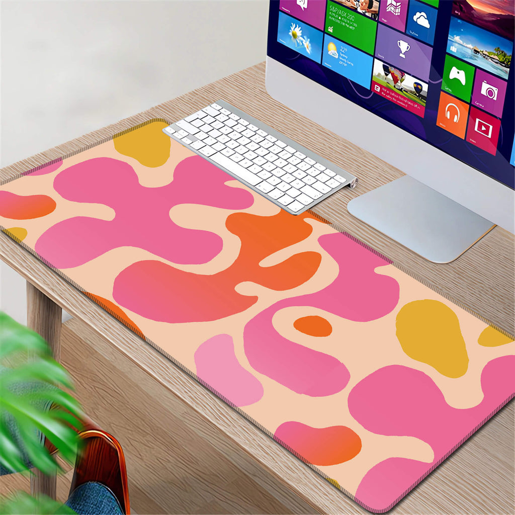 Pink Modern Abstract Pattern Desk Mat