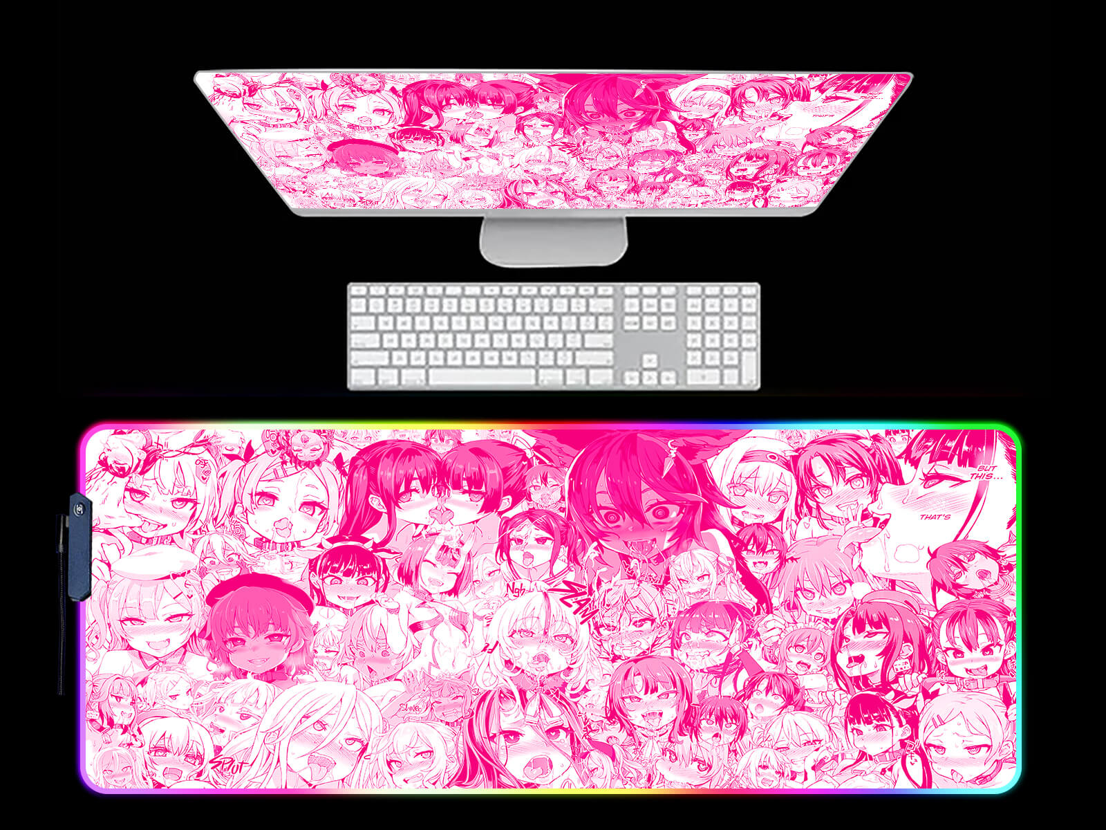 Anime Girl RGB Light Gaming Mouse Pad