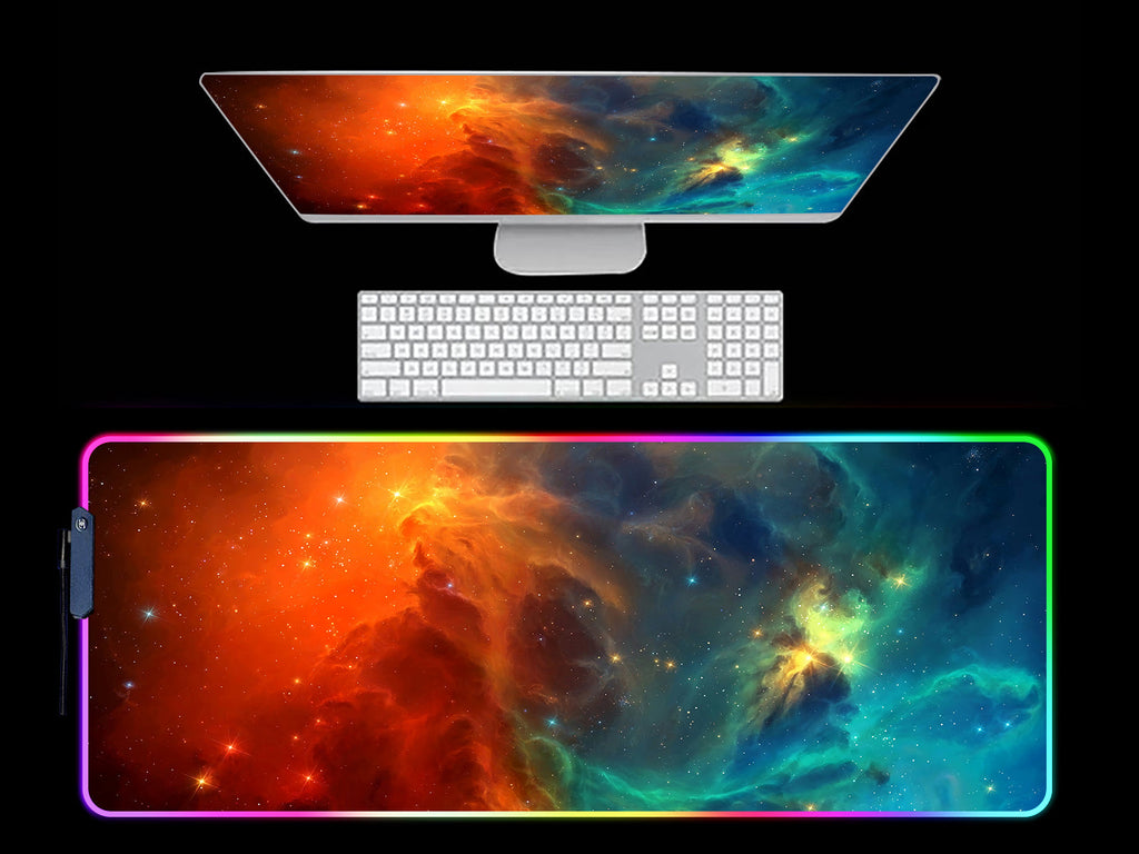 Galaxy nebula RGB Light Gaming Mouse Pad