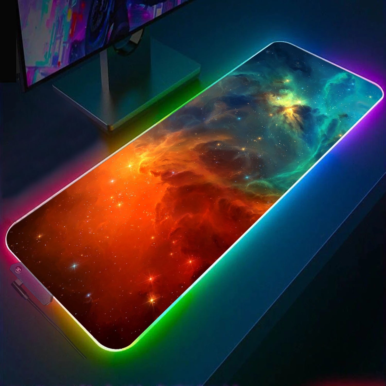 Galaxy nebula RGB Light Gaming Mouse Pad