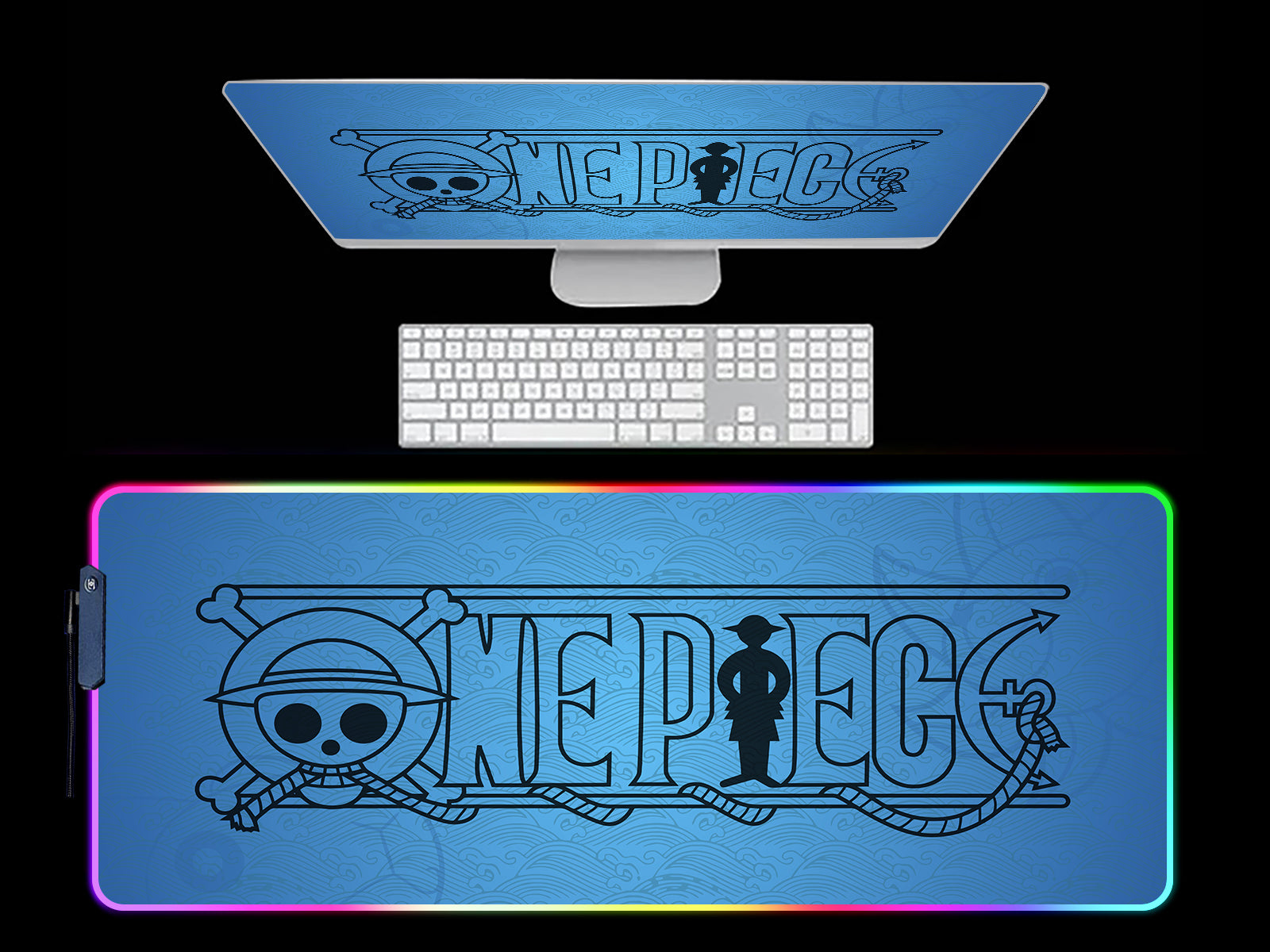 One piece Logo RGB Light Gaming Mouse Pad