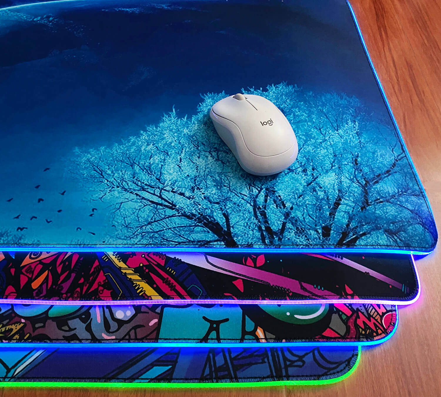 Neon Seoul City RGB Gaming Mouse Pad