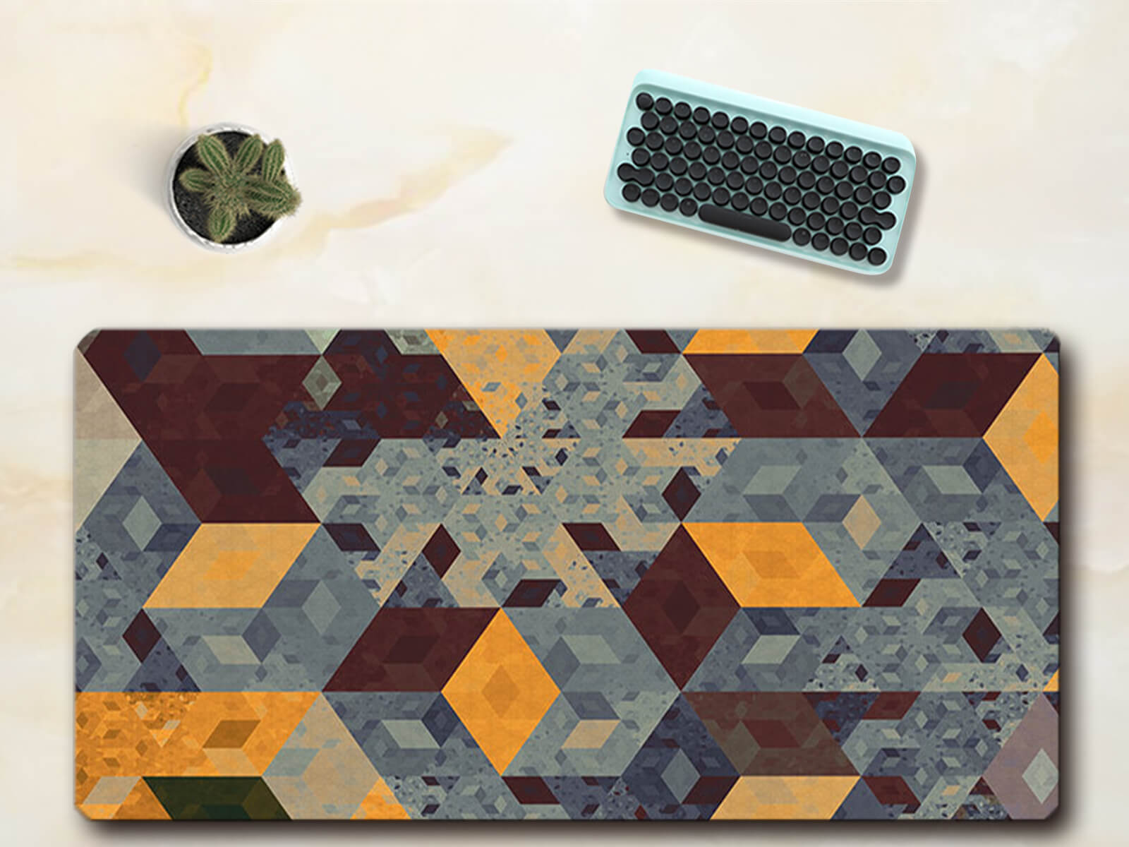 Yellow Rhombus Diamond Desk Pad