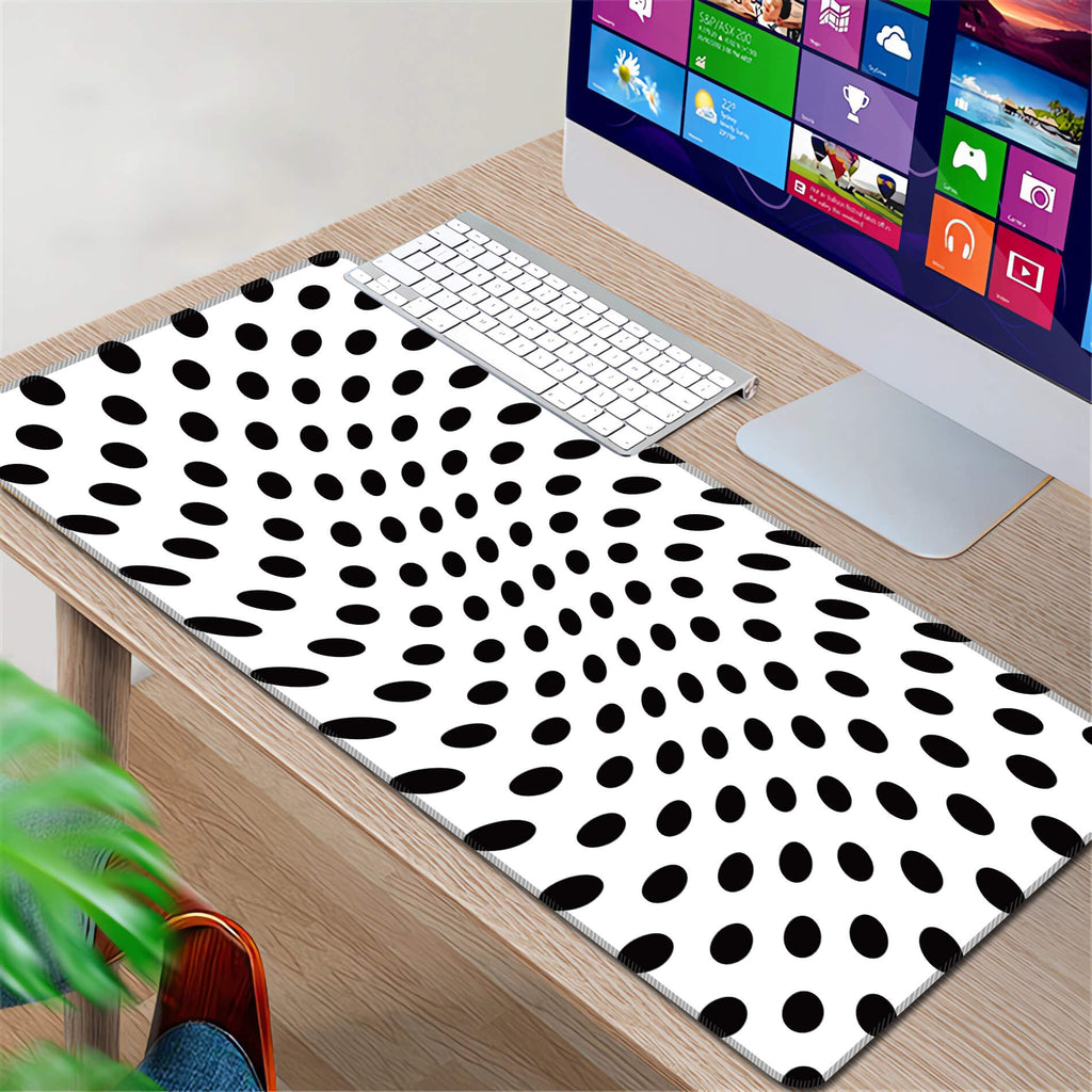 Black Dots Modern Abstract Pattern Desk Mat