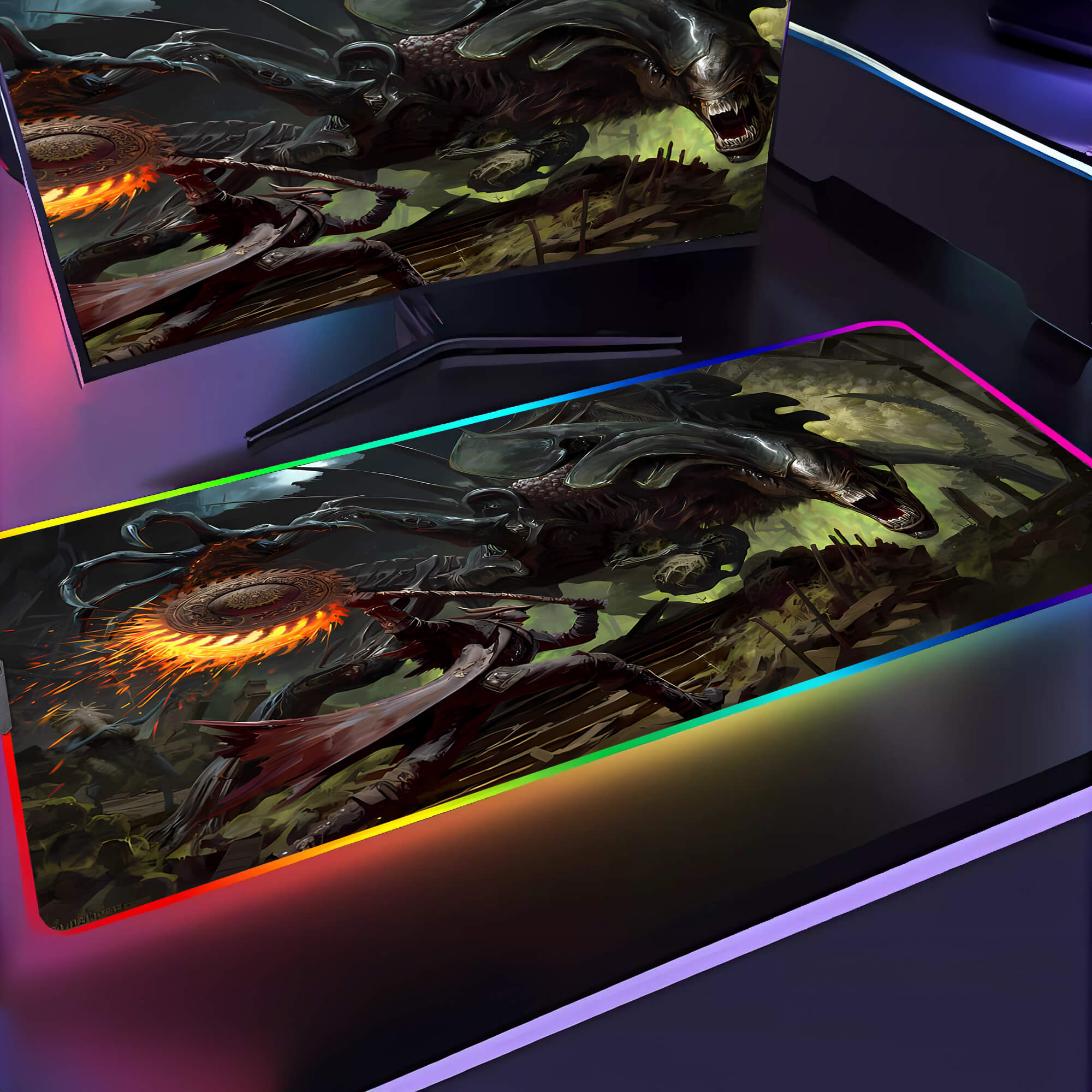 Darksouls Alien vs Bloodborne Gaming Desk Pad