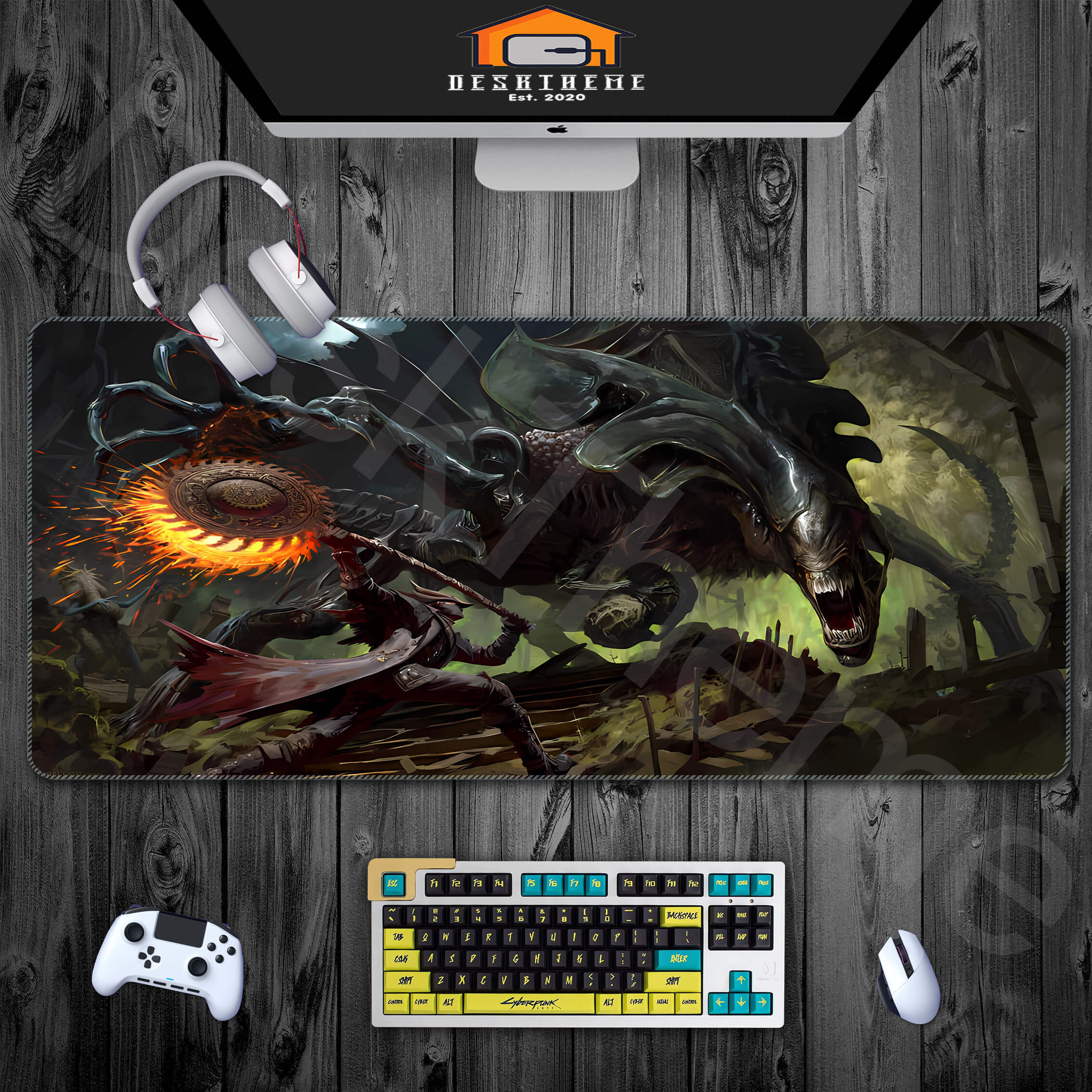Darksouls Alien vs Bloodborne Gaming Desk Pad
