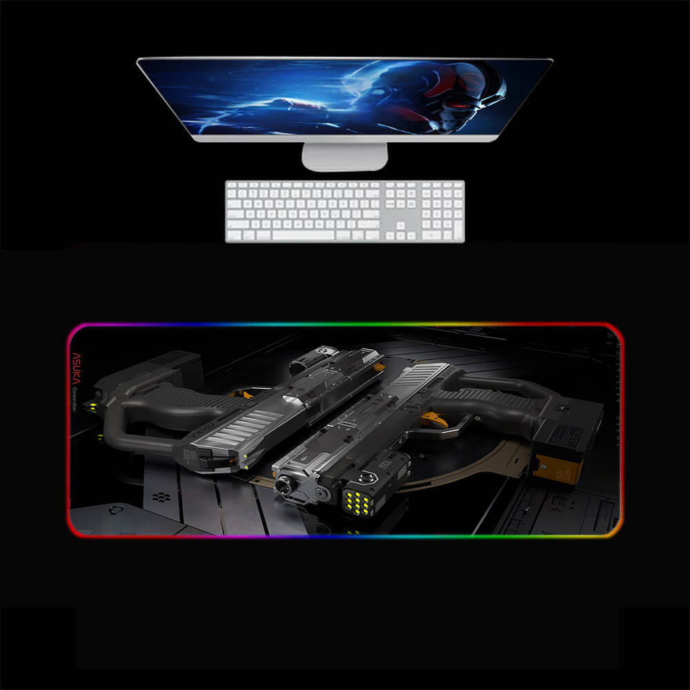 Cyberpunk Pistol RGB Gaming Mouse Pad