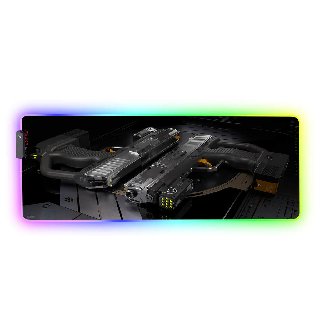 Cyberpunk Pistol RGB Gaming Mouse Pad