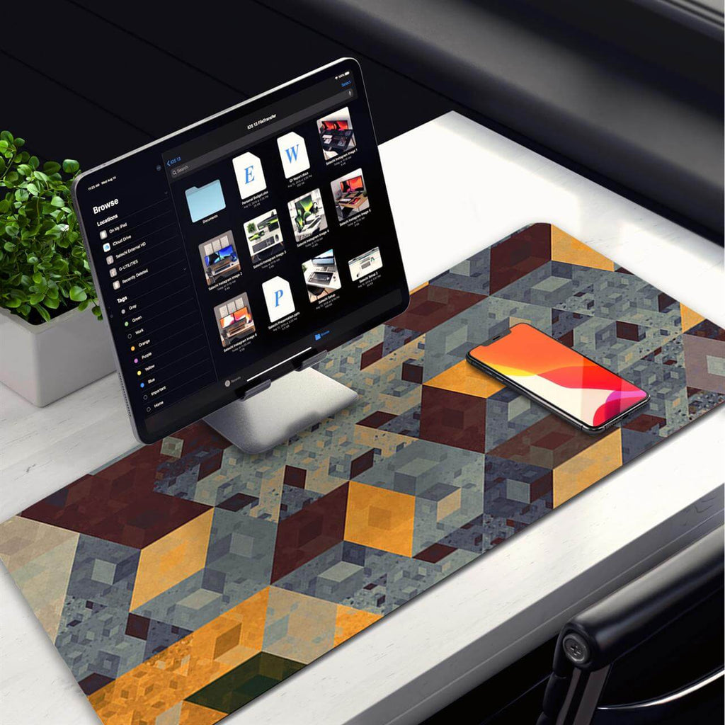 Yellow Rhombus Diamond Desk Pad