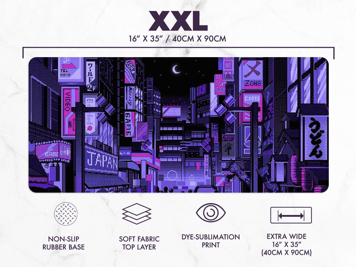 Tokyo Street Pixel Art Gaming Desk Mat Large(4 Colors)