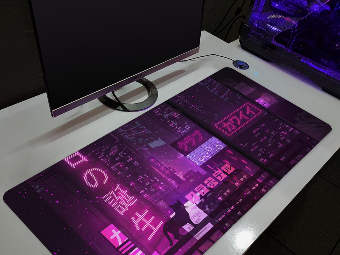 Neon Japanese Tokyo Street Desk Mat(3 Colors)