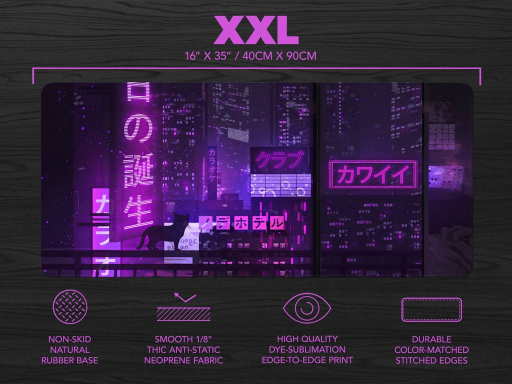 Neon Japanese Tokyo Street Desk Mat(3 Colors)
